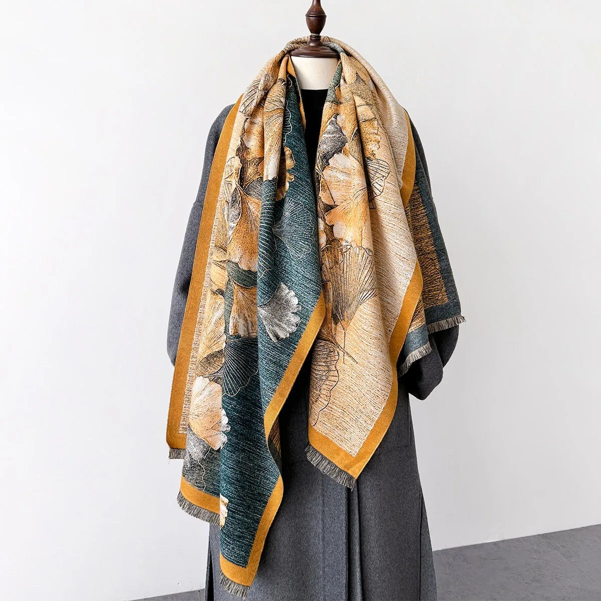 18 Printed All-match Thickened Cashmere Scarf Fashion Double-sided Dual-purpose Shawl Artistic Temperament Scarf Warm Scarves