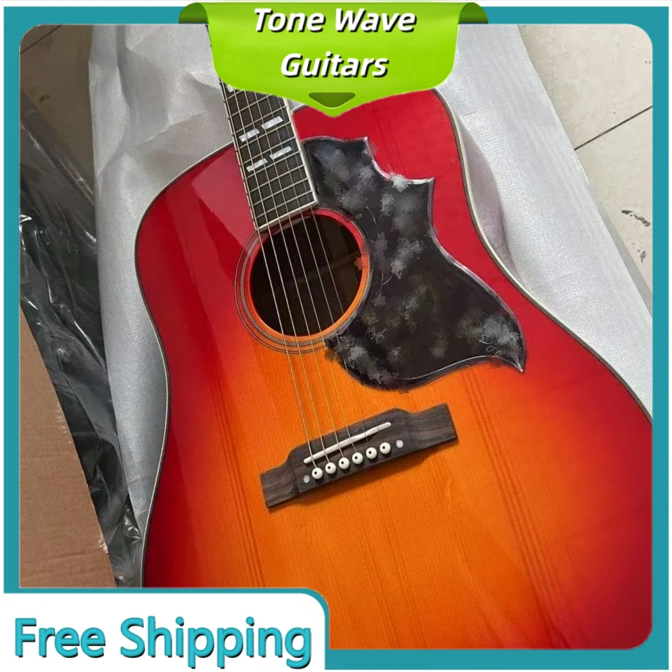41 Inch Profile Sunset Color Bee Bird Glossy Rosewood Neck Solid Top Spruce Body  Rosewood Fingerboard Acoustic Guitar