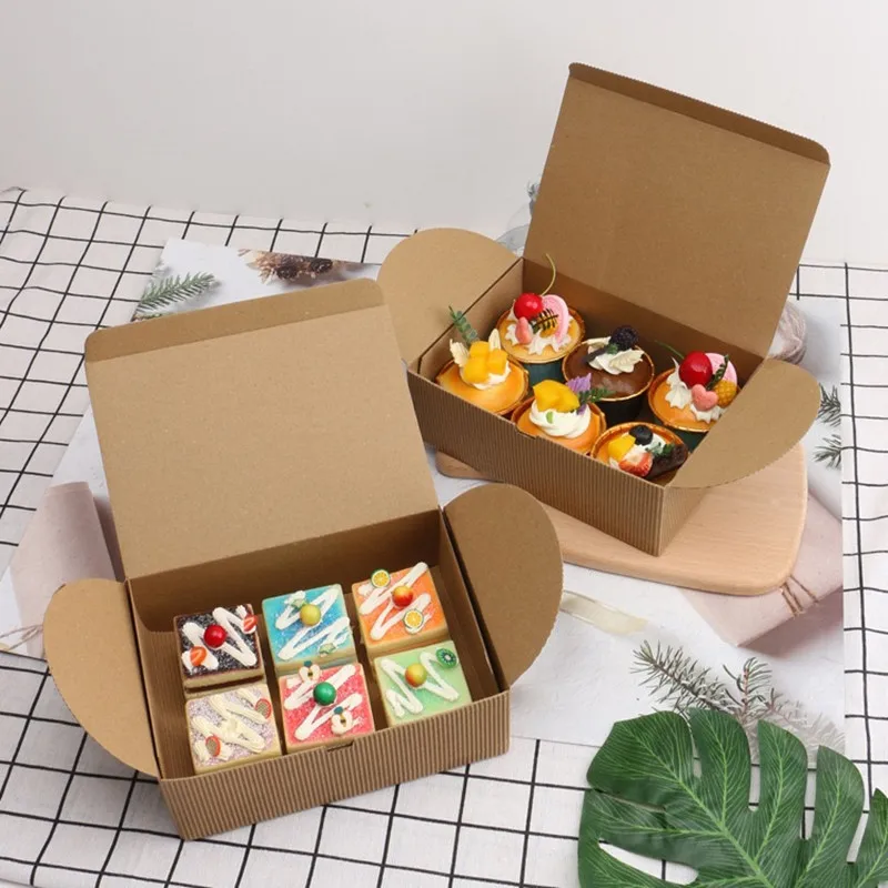 5pcs Kraft Paper Cake Candy Box Multi Size Packaging Box Wedding Party Small Gifts Handmade Soap Chocolate Candy Event Gift Box