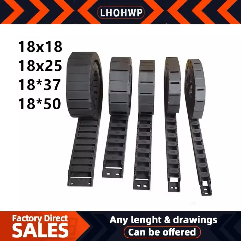 Cable Chain 18*18 25 37 50/25*25 38 50 57 77 103mm Bridge Type Drag Chain Plastic Drag Towline CNC Engraving Machine
