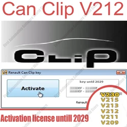 Can Clip V212 with keygen untill 2029 Car Software For Renault Reprogram Airbag test Base Doc Physical measurements Multimeter