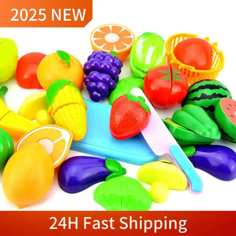 A49U 23 個シミュレーションキッチンカットフルーツおもちゃセット、子供のロールプレイングゲーム用の収納バスケット付きままごとセット