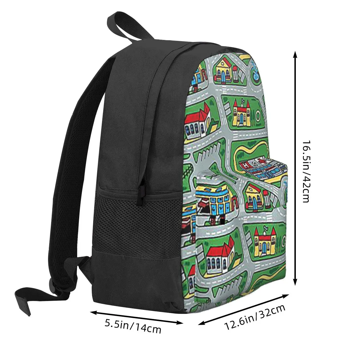 Car City Carpet Road Rug 90s Nostalgic Toy Student Backpack School Bag Hiking Travel Daypack for Boy Girl Bookbag Shoulder Bags
