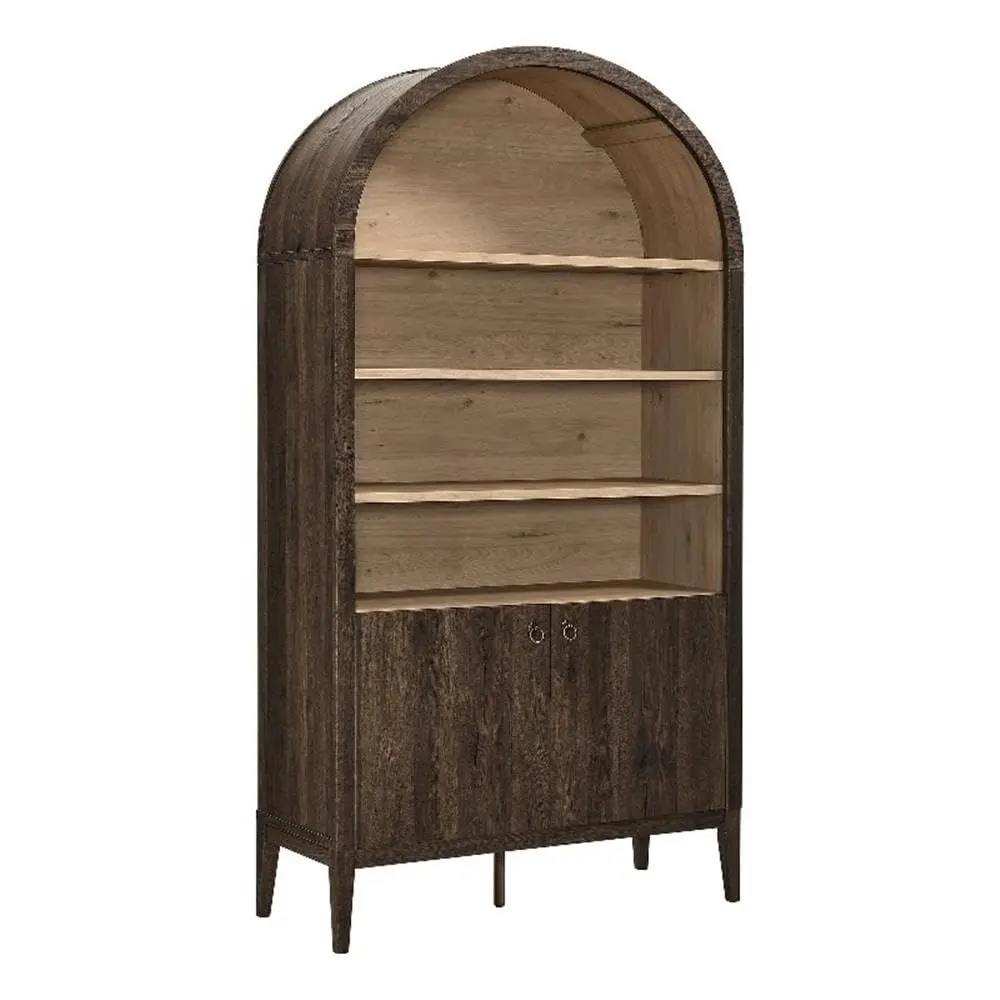 Arched Storage Cabinet 74 Inch Bookshelf Open & Closed Shelving Modern Accent Living Dining Room, Customized