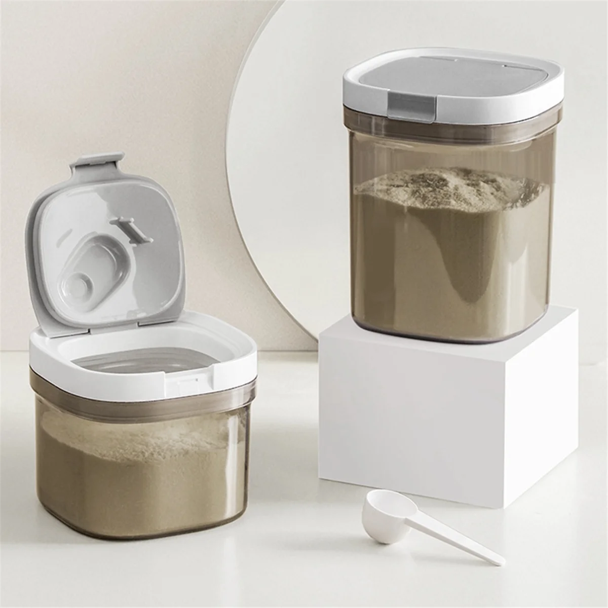 ABLG Contenitore ermetico per caffè, contenitore da cucina in plastica da 800 ml con coperchio per chicchi di caffè, farina, zucchero, cereali