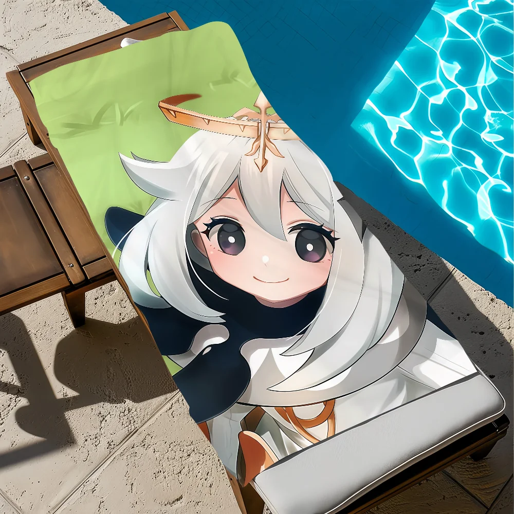 kawaii game art Genshin Impact Paimon cute soft Beach Towels Trip swim Pool bathing Towel Gym home Decor Gift Holiday Vacation