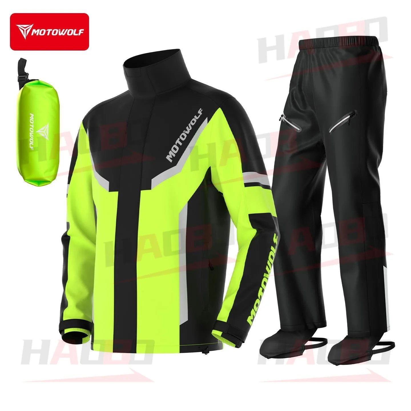 MOTOWOLF Motorcycle Raincoat Split Rain Suit Reflective Waterproof Anti-Rainstorm Rally Pants for Riding Cycling Motocross