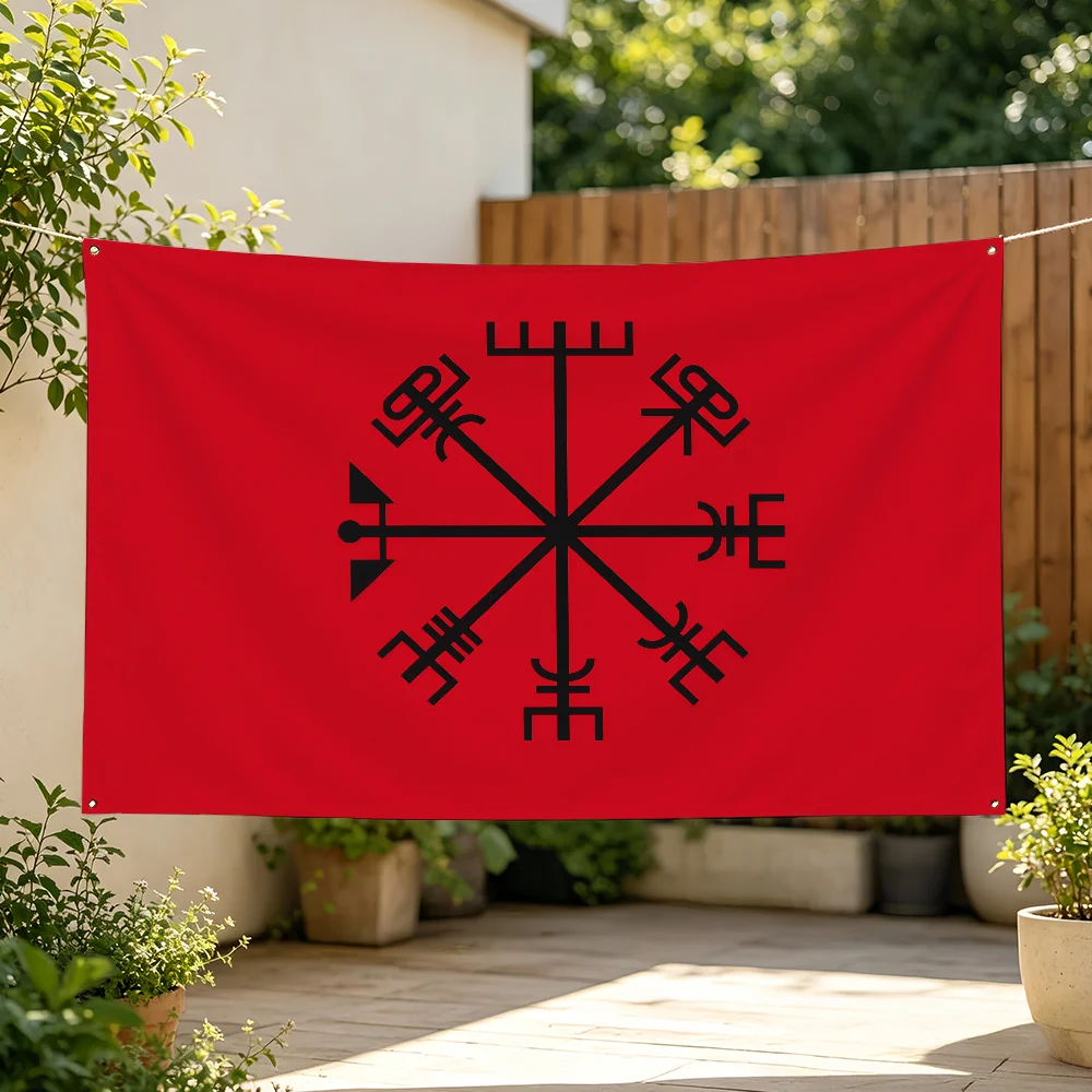 Vegvisir Viking Flag For Sports Matches  Games Parade Rally Holiday Festival Backyard Balcony Club Bar Decor