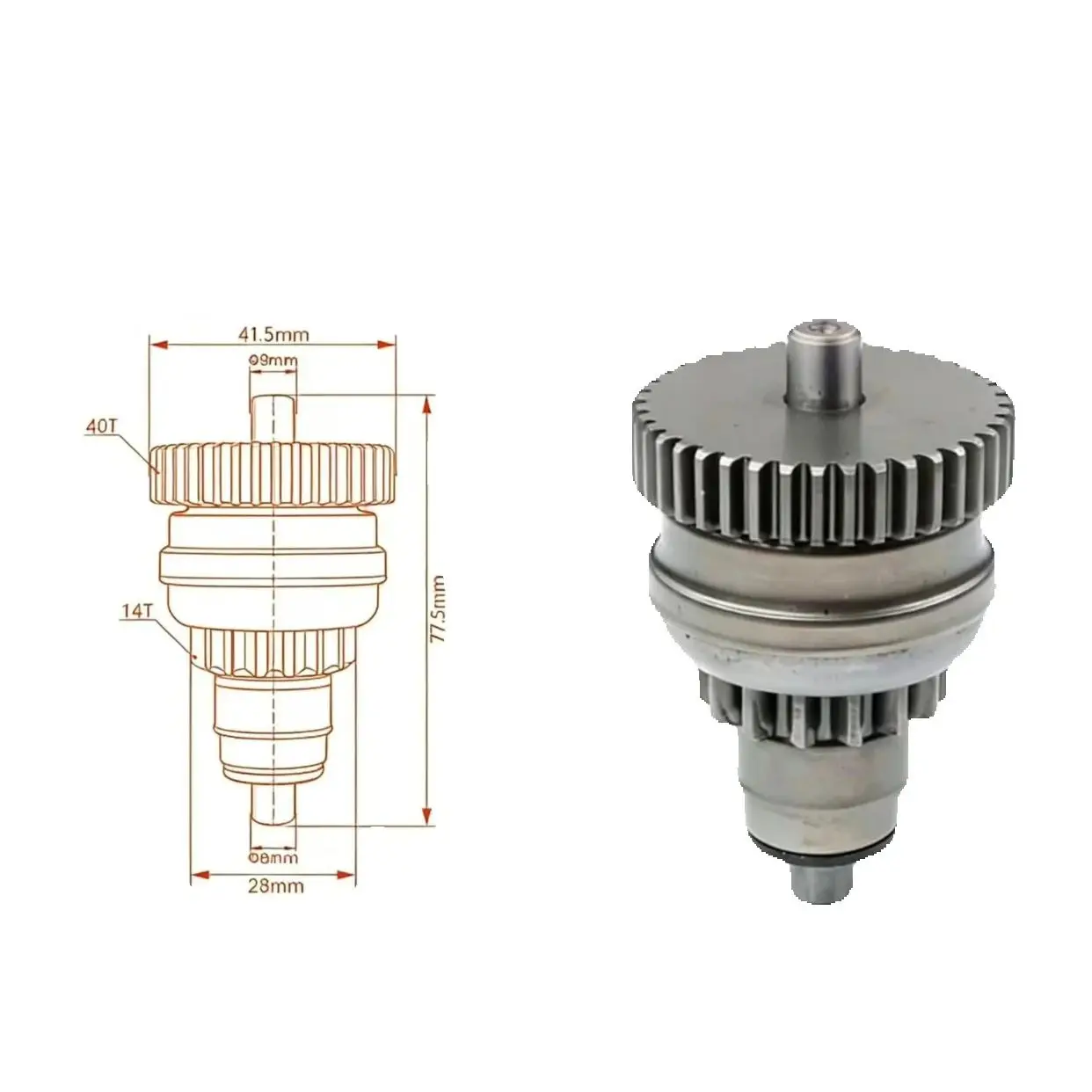 Starter Bendix For For KTM 250 300 2017-2022 55440126000 GT125 ET150 Piaggio Fly 125 Fly 150 Liberty 125 150 200