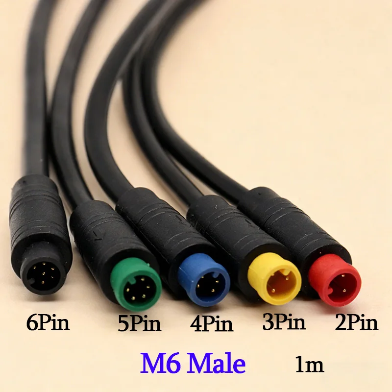 1m M6 M8 2 3 4 5 6 Pin Core Male To Female Julet Electric Butt Cable Plug Connector Scooter Brake Waterproof Signal Sensor Cord
