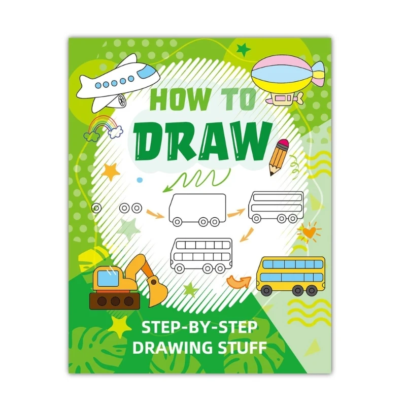 K1AA 漫画の動物のテーマの塗り絵 ステップバイステップの描画ブック ストレス解消 マインドフルネスと創造的な探検用