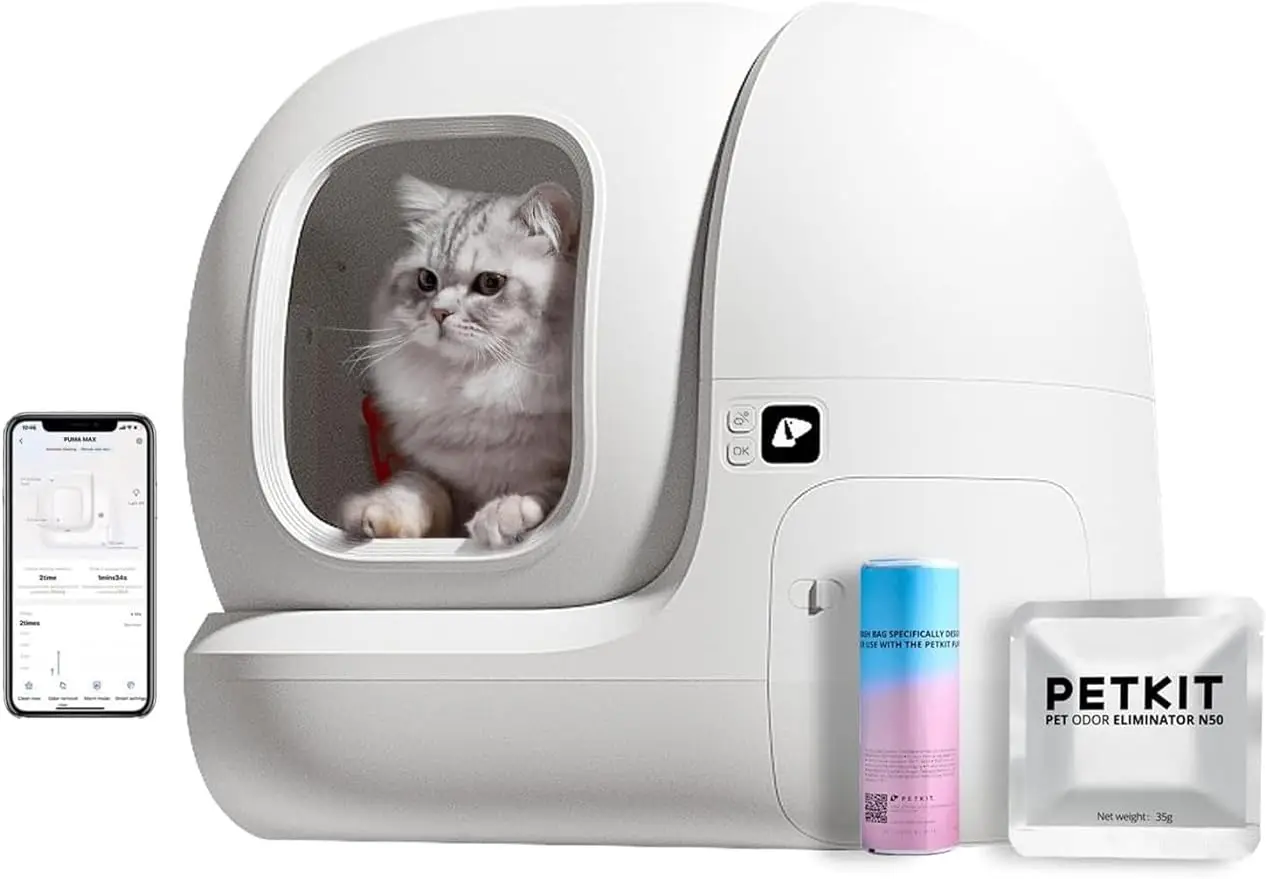 

PETKIT PuraMax Self Cleaning Cat Litter Box, Automatic App Control Smart Litter Box with 76L X-Large Space, xSecure Integrated S