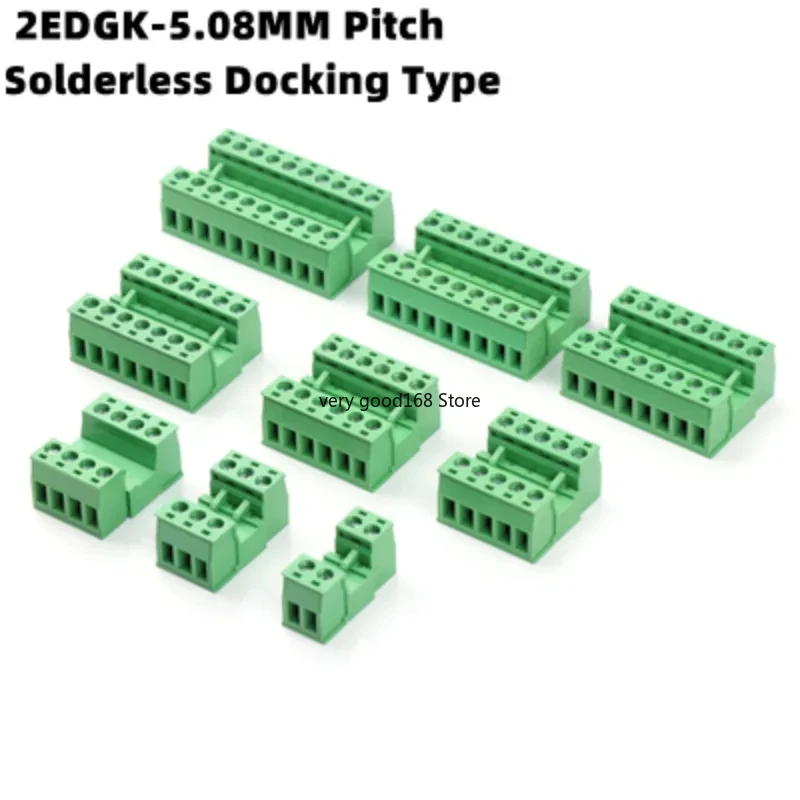 

Solderless Docking type 2EDG 5.08MM 2Sets Screw Terminal Block Connector PCB Plug-in Type 2EDG Type Green Terminal block