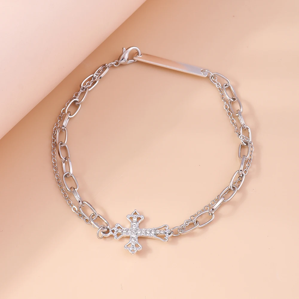 موضة الذهب والفضة اللون الصليب الخلخال كريستال الكاحل سوار سلسلة النساء الفتيات حفلة عطلة مجوهرات هدية