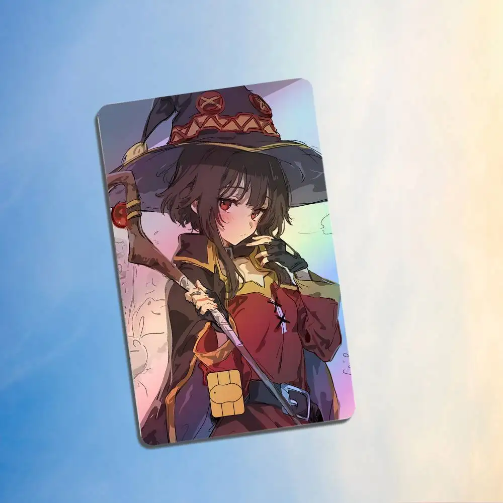 Goddess Aqua KonoSuba Megumin Holographic effect Credit Debit Card Stickers Diy Waterproof Sticker