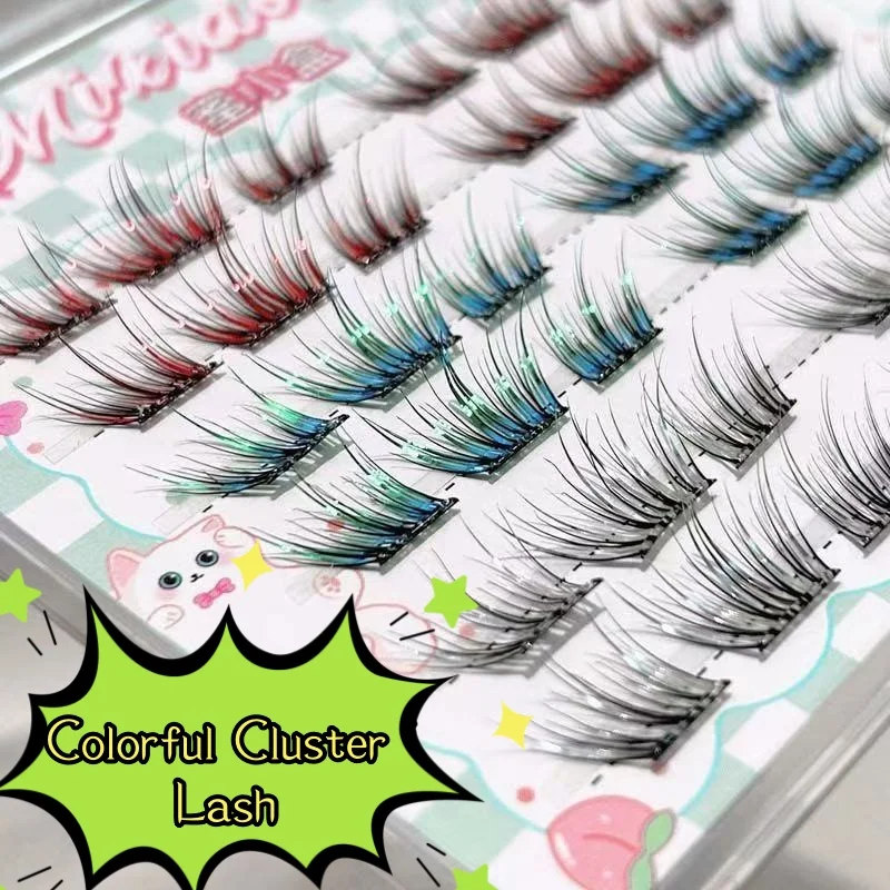 WINKLURE Glue-Free Colorful Christmas Segmented Fake Cluster Lashes Natural Eyelash extension Self Adhesive Cluster Lash