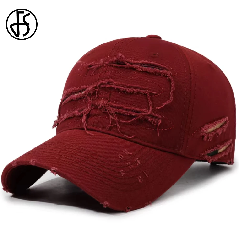 Gorra de Béisbol Vintage FS con Efecto Desgastado para Hombre y Mujer, Estilo Casual Rojo, Streetwear, Hip Hop, Gorras para Deportes al Aire Libre, Golf, Gorras Hombre 2026