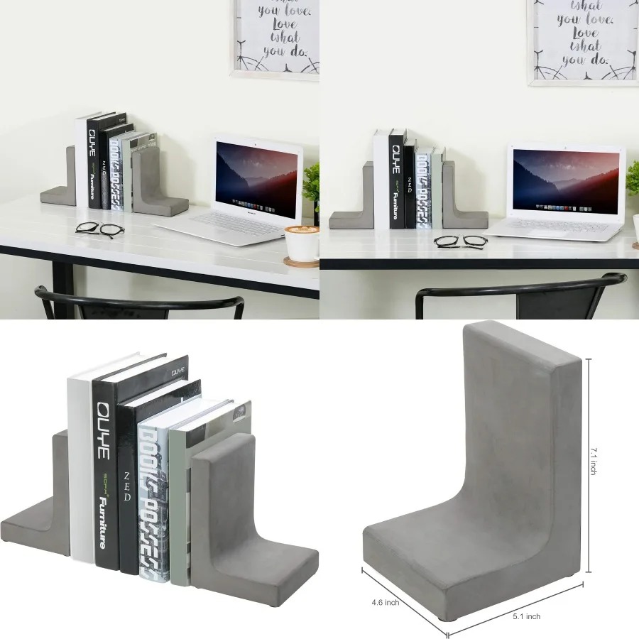 fermalibri-in-cemento-massiccio-per-scaffale-con-finitura-grigia-tappo-per-libri-antiscivolo-decorativo-resistente-a-forma-di-l-per-perno-scolastico-per-ufficio-domestico