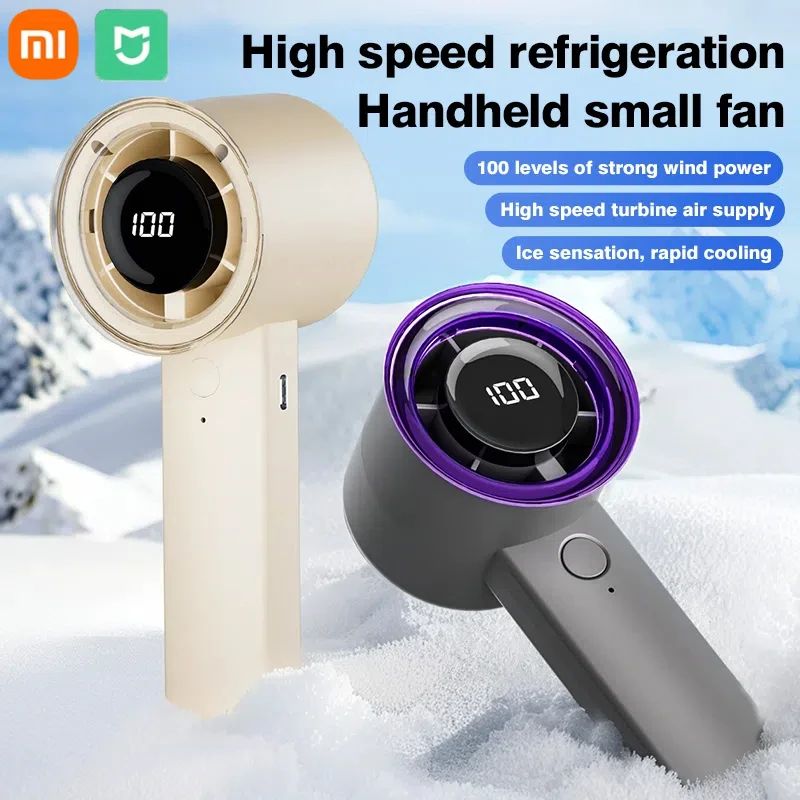 Xiaomi Mini Handheld Turbo Fan USB Rechargeable Portable High Wind Speed Fan with LED Display Screen Desktop Electric Fan 2025