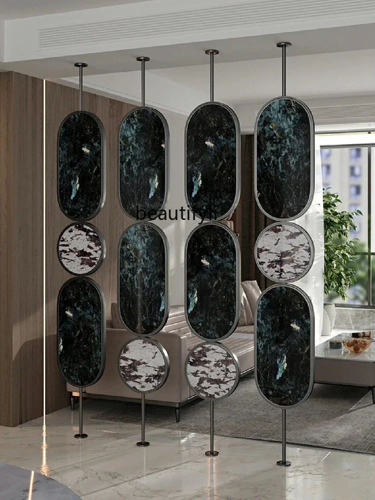 Light Luxury Stainless Steel Folding Screen Partition Living Room Entrance Light Luxury Creative Nordic Entrance Decoration