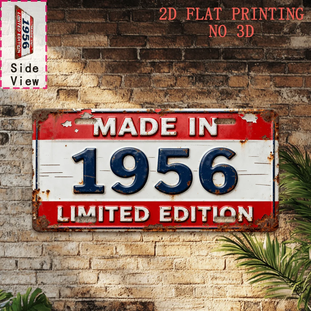 2D Flat, 1pc Vintage 1956 Limited Edition Aluminum Sign - Retro Wall-Mounted 11.8