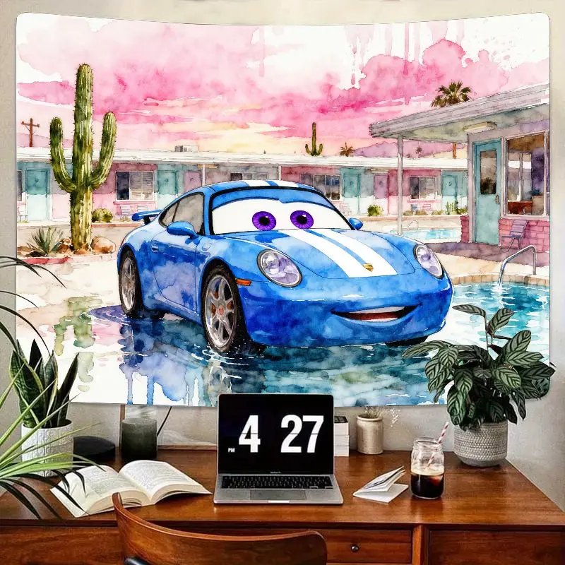 

1 шт. Disney Pixar Cars Sally Blue акварельный гобелен полиэстер настенное искусство пустынный закат эстетический декор для детской комнаты подарок