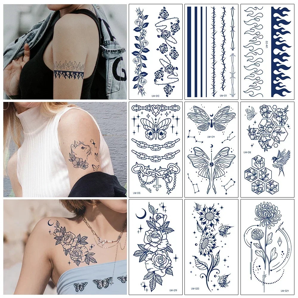 

Juice Tattoo Sticker Heart FLower Animal Totem Thigh Back Chest Premium Feel Fake Tattoo Art Tattoo Female