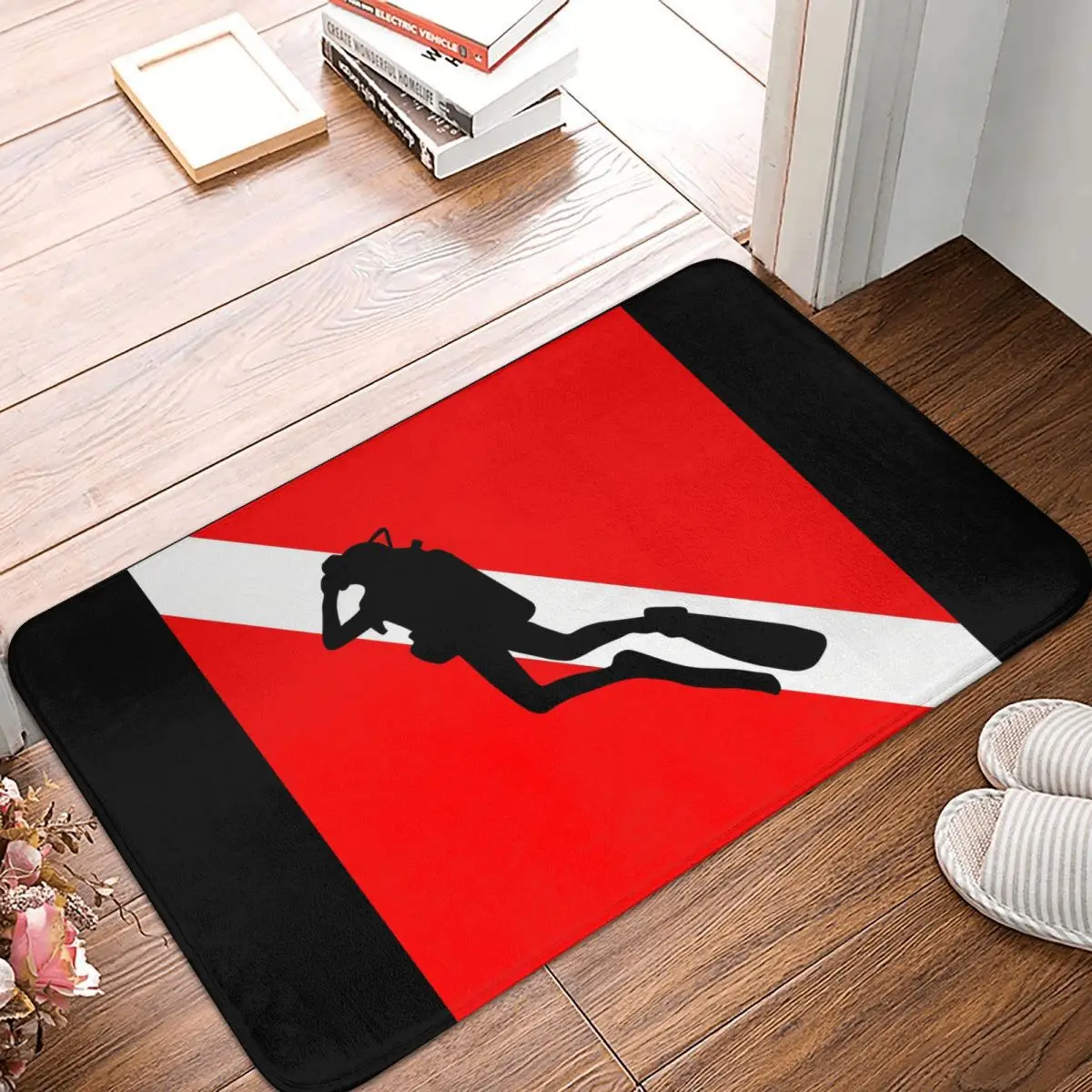 Scuba Dive Down Flag Vintage Diving Gear Non-slip Doormat Kitchen MatDiver Balcony Carpet Welcome Rug Home Decorative