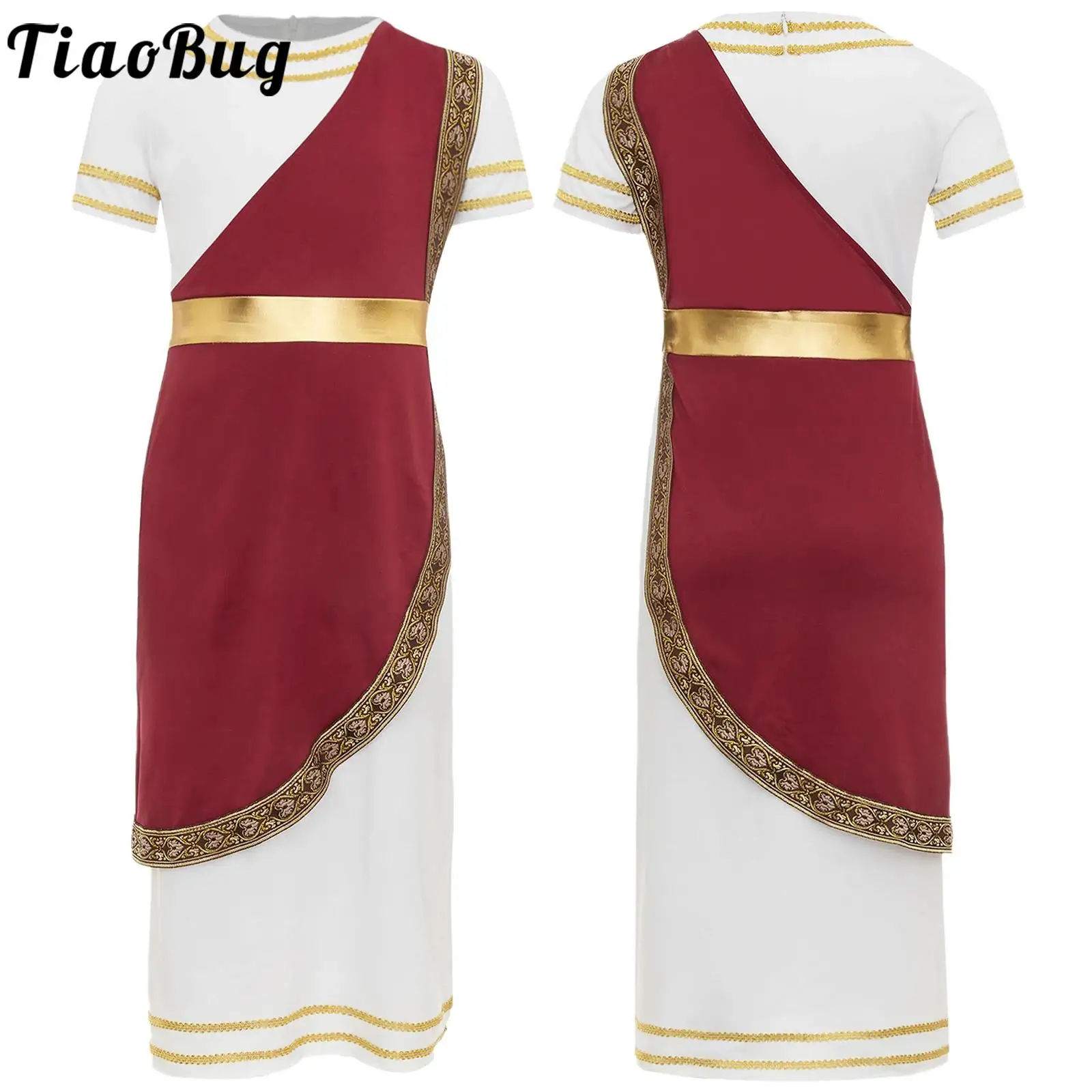 

Kids Boys Ancient Greek God Roman Gladiator Costume Halloween Medieval Knight Warrior Cosplay Prince Emperor Tunic Robe Gown