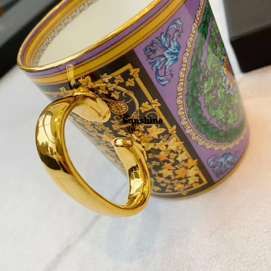 New European Gold Rim Coffee Cup Bone China Hand-painted Tea Cup Coffee Cup Saucer Couples Mugs Gift Set Drinkware moomin кружк