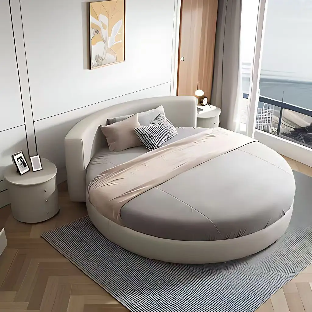 &*2025 New Cheap Circle Beds love Hotel king Bedroom Bed Double Luxury Round Bed for Hotel Bedroom Furniture