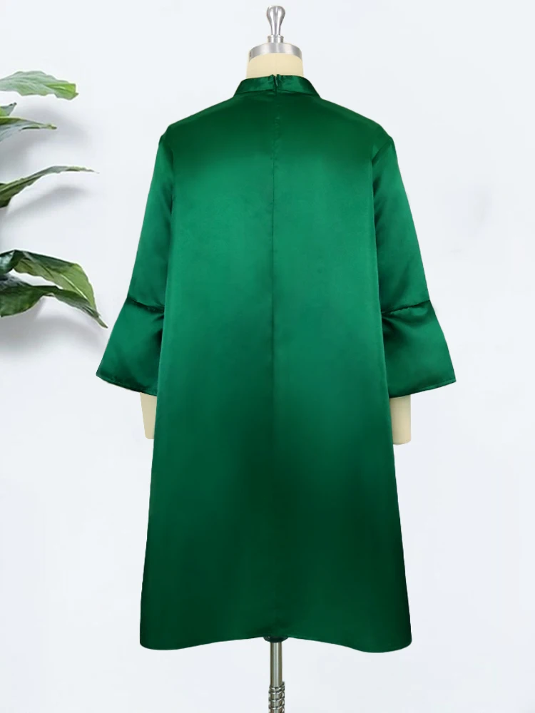 Plus Size Loose Dresses for Women O Neck Three Quater A Line Women Knee Length Casual Office Lady Work Eveing Party Gowns 4XL
