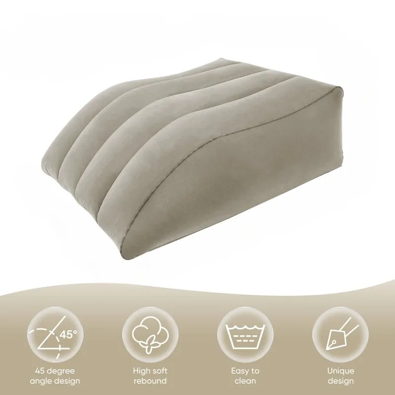 Leg Elevation Pillow, Inflatable Leg Rest Cushion - Circulation Improvement Pad for Sleeping and Reading, Ideal Wedge Pillow