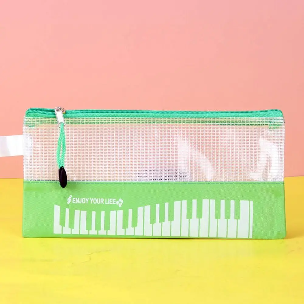

Music Notes Piano Pencil Cases Waterproof Document Storage Mesh Zipper Pouch A6 Size Pen Bags Stationery Pouch Office Home