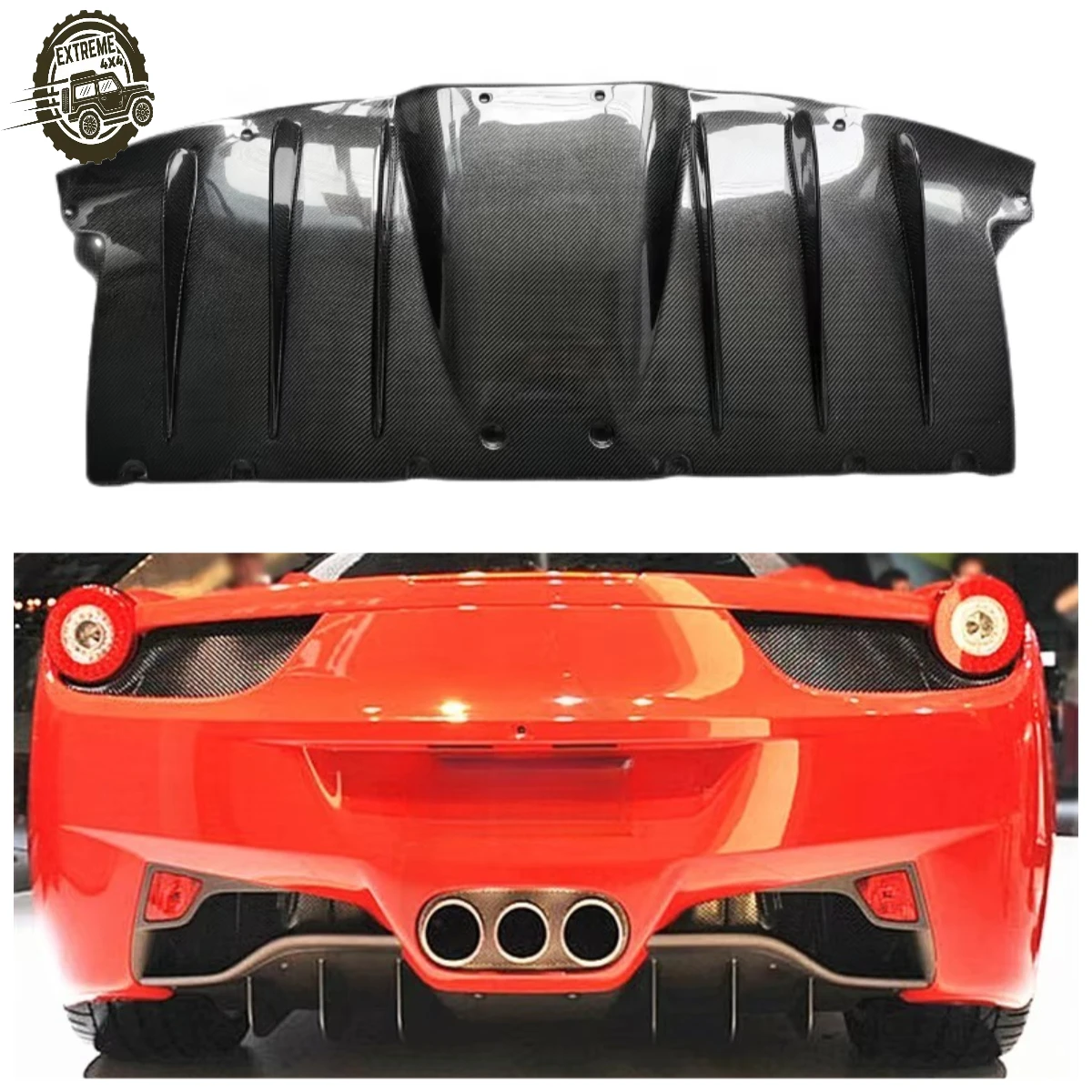 

High Quality New OEM Style Carbon Fiber Bumper Rear Diffuser Rear Lip for 458 Italy
