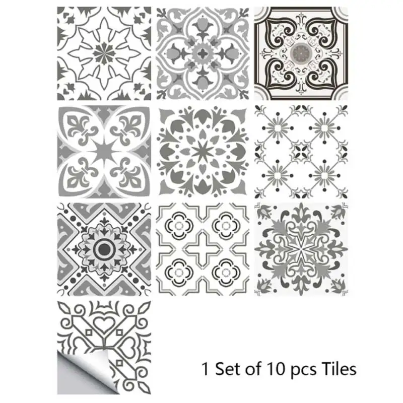 10 Pieces Frosted Matte Film Tile Stickers Kitchen Bathroom Decorative Wall Stickers Waterproof Oil Resistant Wall Stickers