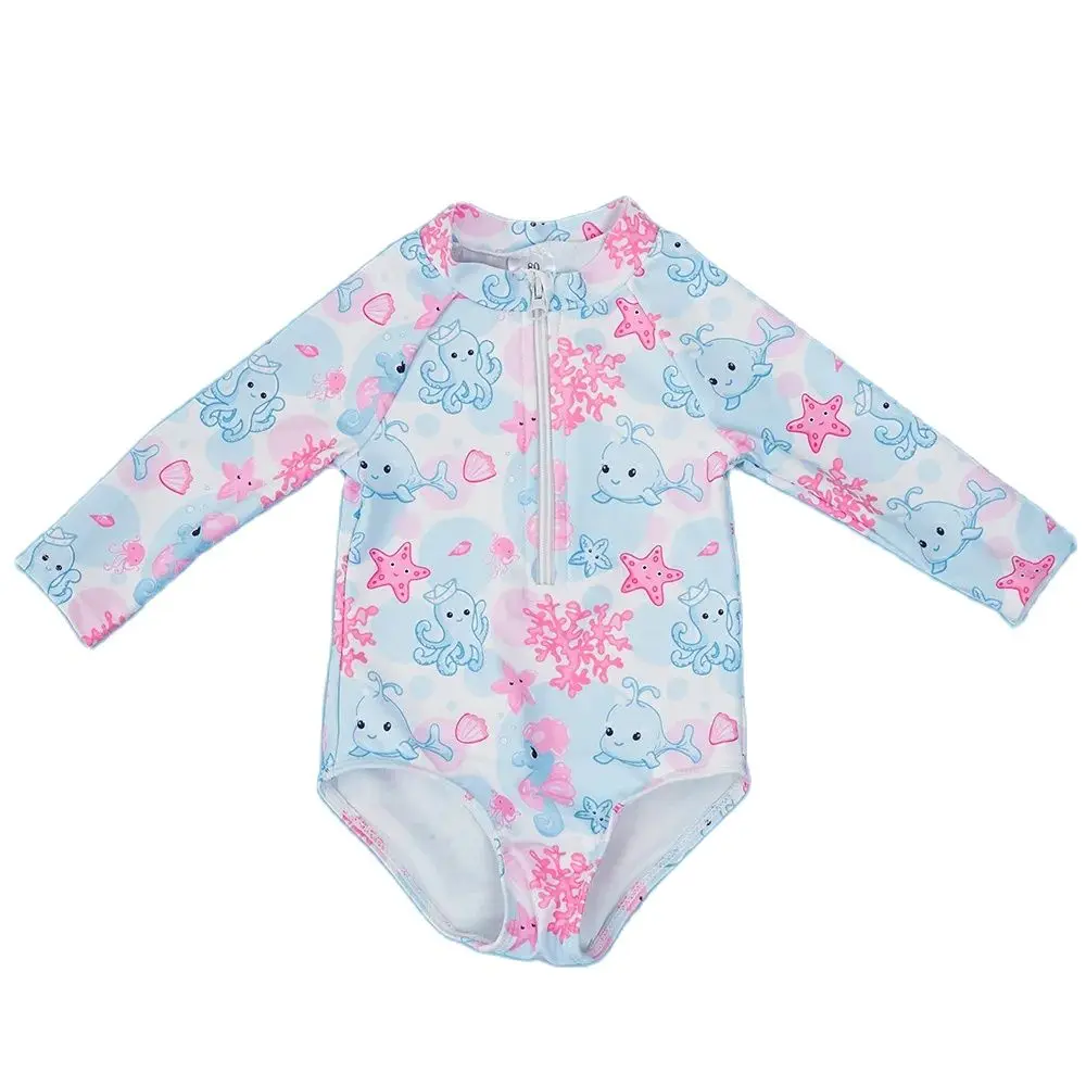 

HappyFlute Cute Style Summer Girls' One Piece UPF50+ Long Sleeve Swimsuit Baby Princess Beach&Swimming Pool Cloth