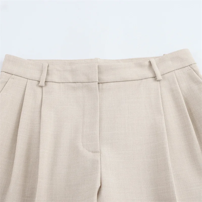 EAEOVNI Büro Dame Frauen 2-teiliges Set Mode Zweireiher Anzug Jacke + Hose mit weitem Bein Vielseitig 2025 Neue Kleidung 1A582