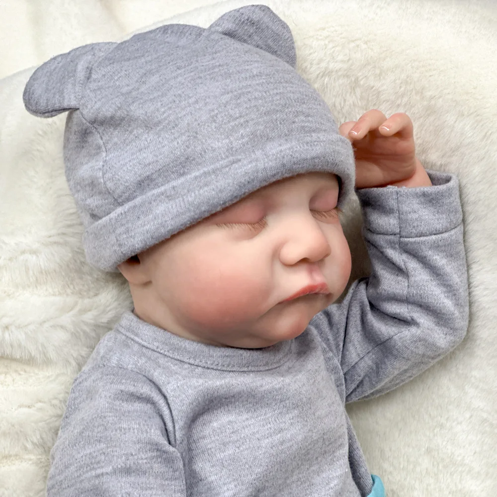 43 cm hoge realistische Levi herboren babypop, zachte en realistische vinylpop, verwisselbaar en wasbaar, handgemaakte 3D geverfde pop