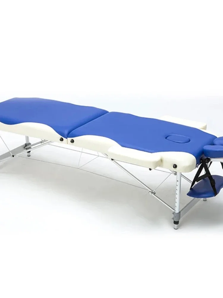 Portable Foldable  Furniture Tattoo Spa Bifold Leather Metal Beauty Massage Bed Table  With Bag U Headrest Facial Patio