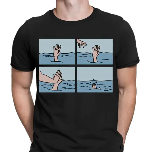 Drowning High Five Meme Funny Sarcastic Sarcasm Mens T-Shirts Tee Top #NED