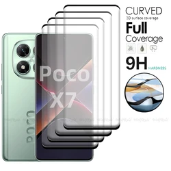4PCS For Poco X7 Glass Poco X7 Tempered Glass 9H 9H HD Full Curved Cover Phone Protective Screen Protector Xiaomi Poco X7 PocoX7