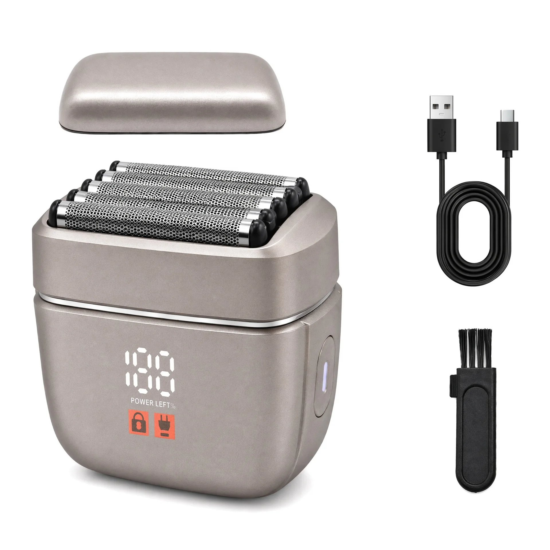 Electric Rotary Shaver with 6 Blades, Fully Waterproof, LCD Display, Magnetic Blade Head, Easy to Remove and Clean