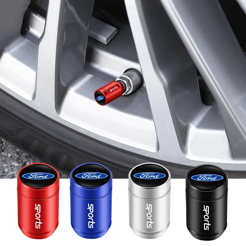 4Pcs Car Styling Wheel Tires Bolt-in Valve Caps Badge Decor For Ford S MAX Ranger Focus Fiesta Mondeo Kuga Mustang Escort KA