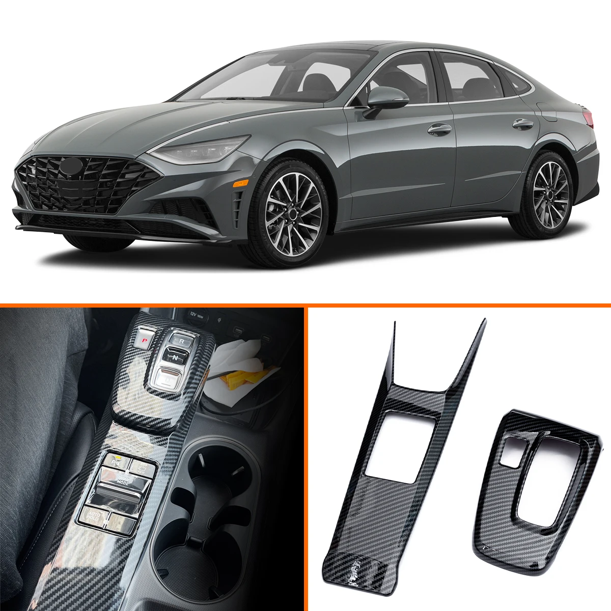 

Carbon Fiber Paint Center Console Gear Shift Panel Cover Trim For Hyundai Sonata 2020 2021 2022 2023 Accessories