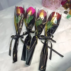 2025 New Valentine Glitter rose 5/10pcs single packed Artificial roses bouquet For Birthday Valentine's day Wedding