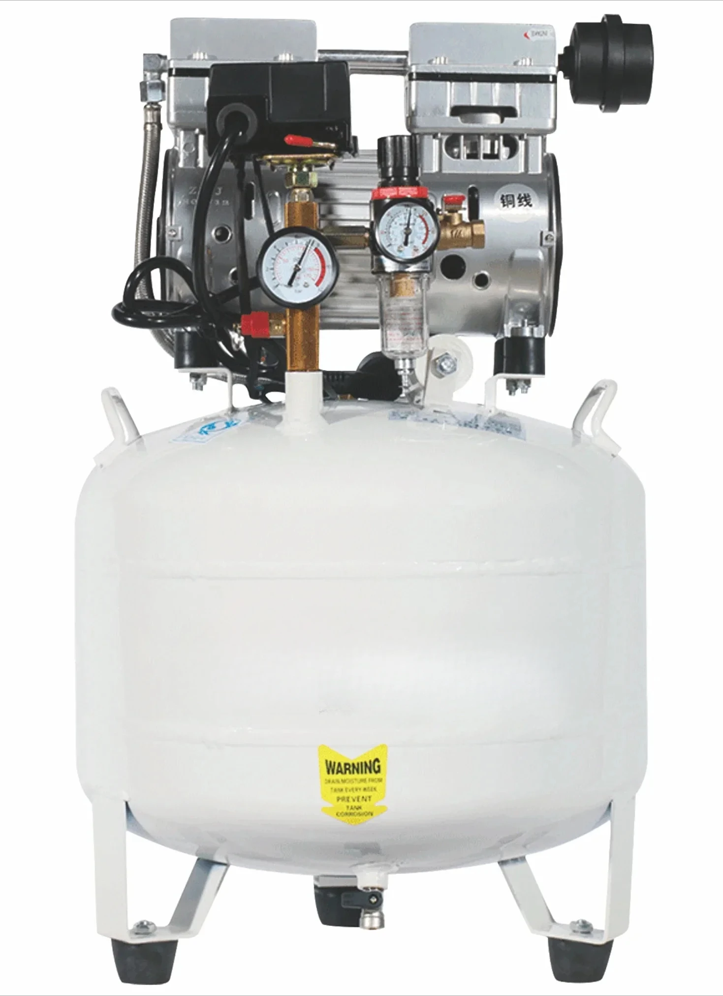 den tal luchtcompressor tweekoppig met verticale tank 50L