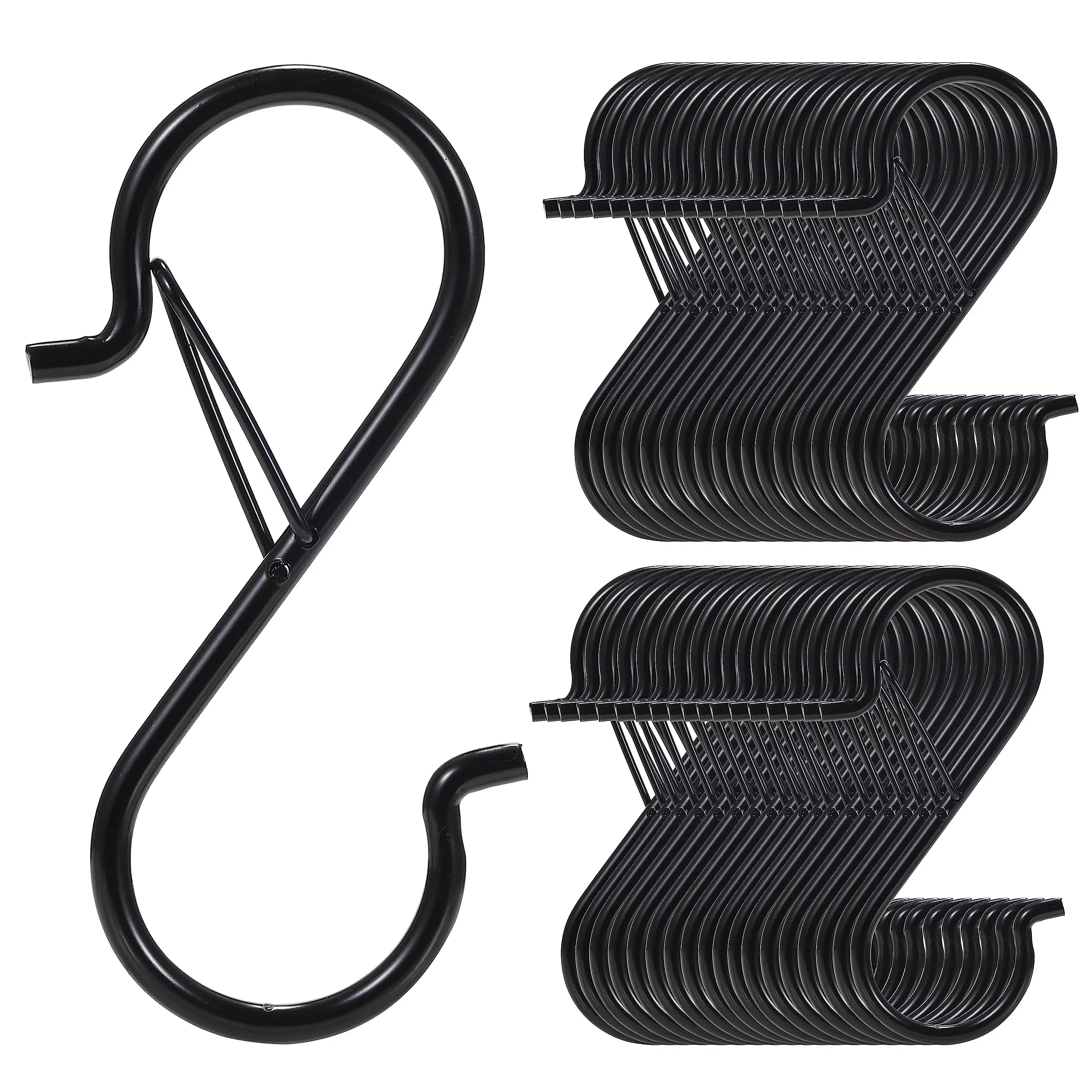 20Pcs S Hooks for Hanging with Safety Buckle Heavy Duty S Hooks Large Metal S Hooks for Hanging Plants Jeans Pots Bags 9.3cm