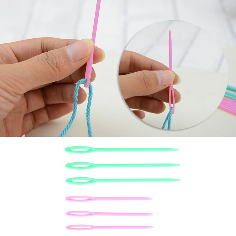 6pcs Plastic Sewing Needles Binca Crochet Knitting for Cross Stitch Needles 7/9c B03E