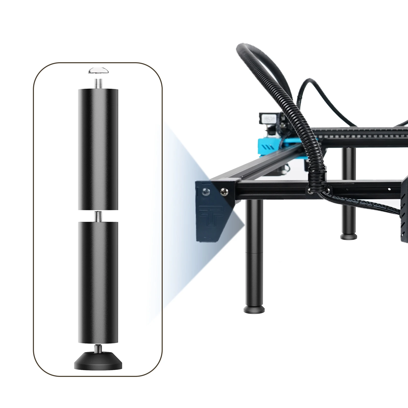 TwoTrees Usongshine Laser Engraver 150mm Height Riser Kit - 8 Support Pads for Increased Engraving Space & Y-axis Rotary Module